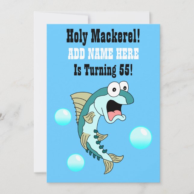 Den heliga mackerelen, någon är rolig fisk inbjudningar (Framsida)