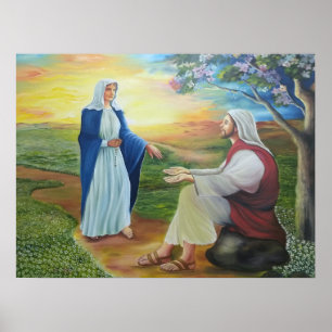 Den Heliga Rosenkransen: Maria och Jesus i Trädgår Poster