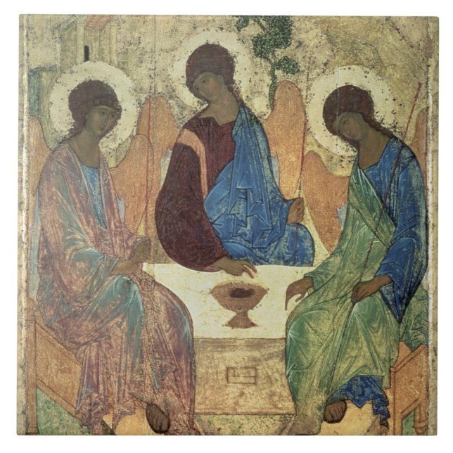Den heliga trinityen, 1420s (tempera på panel) kakelplatta (Framsidan)