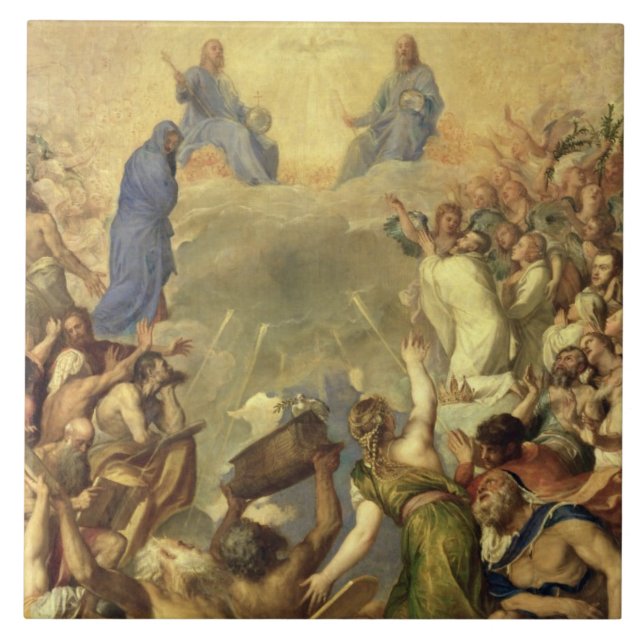 Den heliga trinityen, 1553/54 (olja på kanfas) kakelplatta (Framsidan)