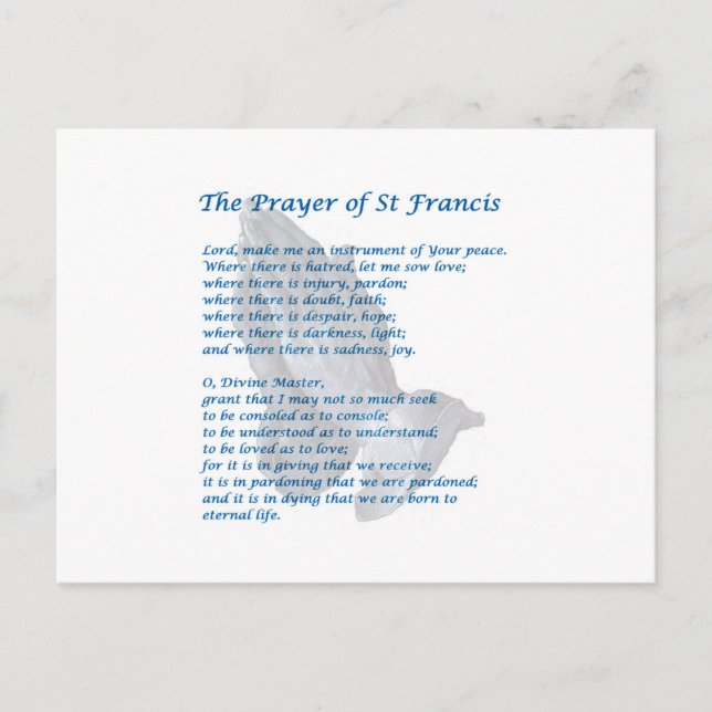 Den helige Francis Prayer Vykort (Framsida)