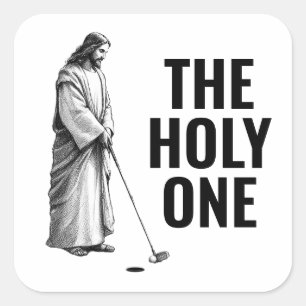 Den Helige - Golfande Jesus Fyrkantigt Klistermärke