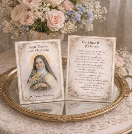 Den helige Teresa Lilla Vägens Blommor Bön Helgonk Anteckningskort