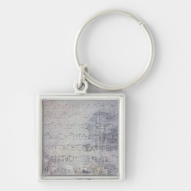 Den Hellenistic epigraphstenen, grundar i Ephesus Fyrkantig Silverfärgad Nyckelring (Framsidan)