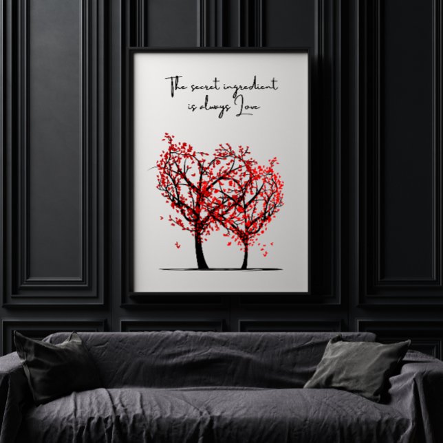 Den hemliga ingrediensen är Kärlek Red Träd Hearts Poster (Skapare uppladdad)