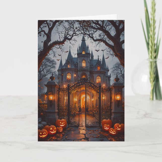 Den hemsökta mansionen Halloween Kort (Framsida)
