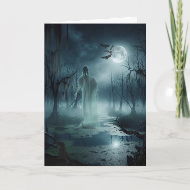 Den hemsökta träsket Halloween Helgkort (Framsida)