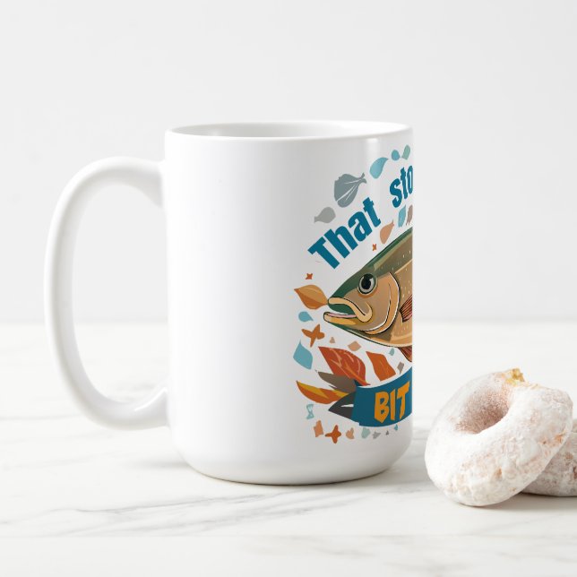 "Den historien låter lite suspekt" Öringfiske Kaffemugg (Med munk)