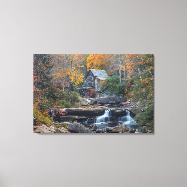 Den historiska kvarnen på Glade Creek Canvastryck (Framsida)