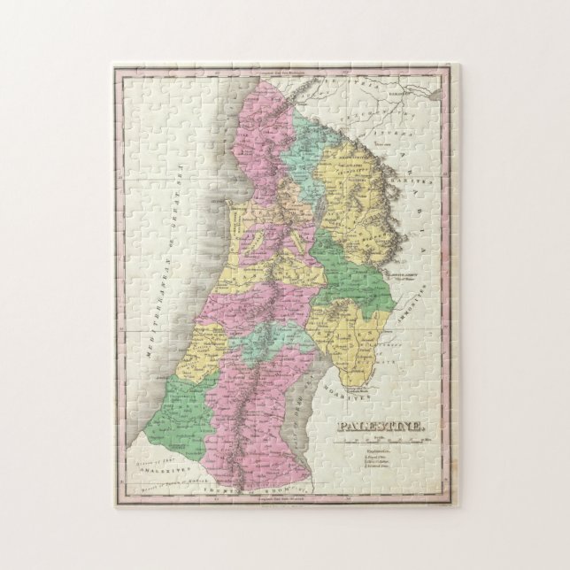 Den historiska staten Palestina Karta 1827 Pussel (Vertikal)