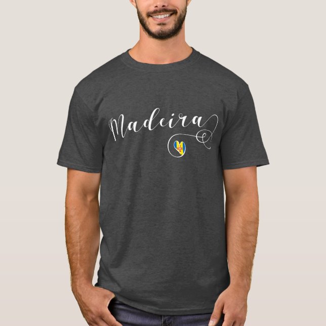 Den hjärtaMadeira flagga, älskar jag Madeira, T Shirt (Framsida)