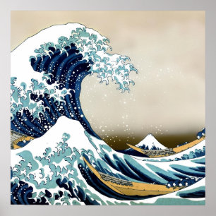 Den högkvalitativa underbaren vinkar av Kanagawa Poster