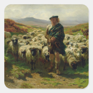 Den höglands- herden, 1859 fyrkantigt klistermärke