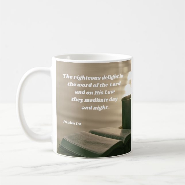 Den högra meditatet på Guds Ord-psalm 1:2 Kaffemugg (Vänster)