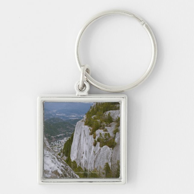 "Den högsta" Arialen beskådar i Squamish Fyrkantig Silverfärgad Nyckelring (Framsidan)