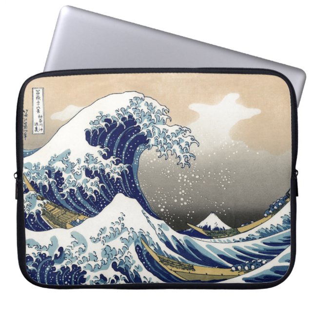 Den Hokusai underbaren vinkar av den Kanagawa Laptop Fodral (Framsidan)