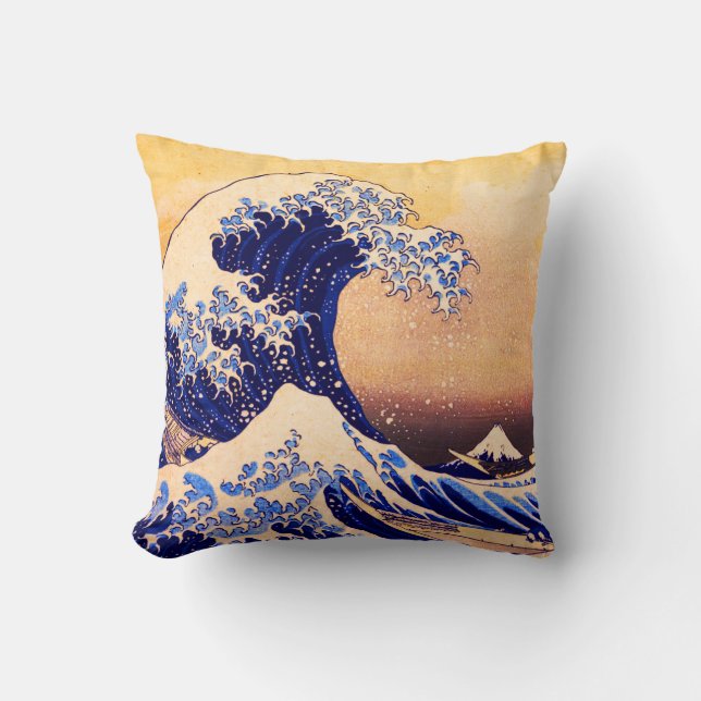 Den Hokusai underbaren vinkar Kudde (Framsida)