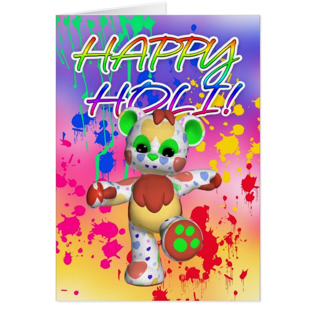 Den Holi festivalen av färg - måla stänk Hälsningskort (Framsidan)