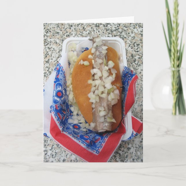 Den holländska Broodje sillen med lökar noterar Kort (Framsida)