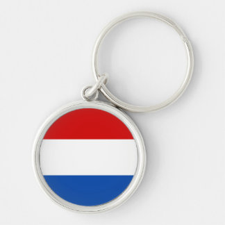 Den holländska flagga rund silverfärgad nyckelring