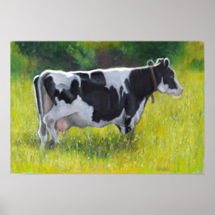 Den Holstein mejerikon betar in, olje- Poster