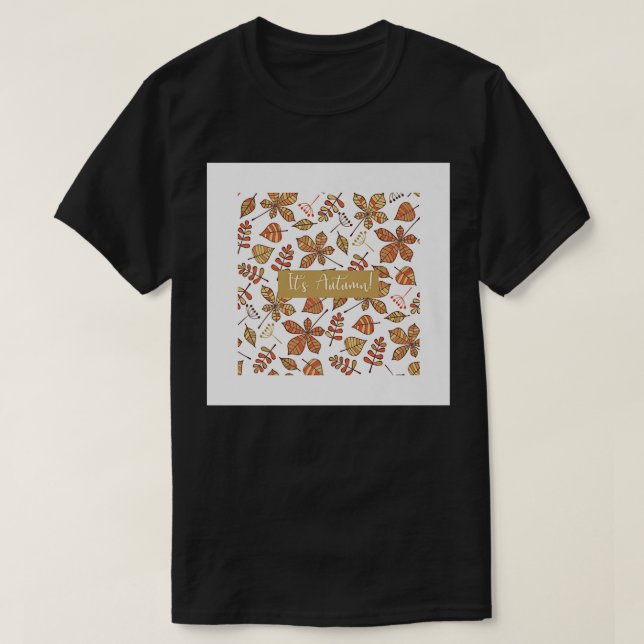Den Höst löv Teckning Brown White Print D T Shirt (Design framsida)