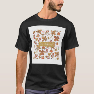 Den Höst löv Teckning Brown White Print D T Shirt