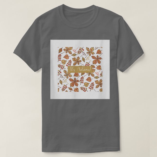 Den Höst löv Teckning Brown White Print D T Shirt (Design framsida)