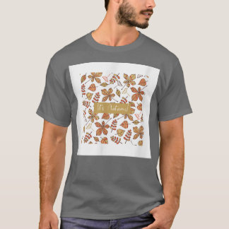 Den Höst löv Teckning Brown White Print D T Shirt