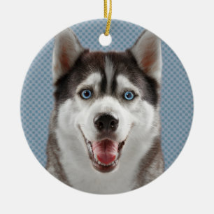 Den Husky hundmonogramen fotograferar Julgransprydnad Keramik