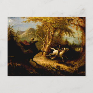 Den huvudlösa hästen som följer Ichabod Crane Vykort