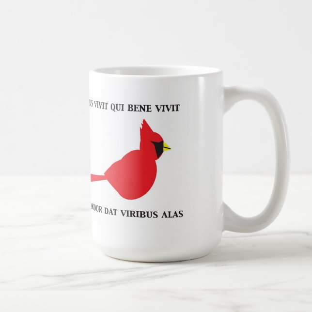 Den huvudsakliga muggen med latin formulerar kaffemugg (Höger)
