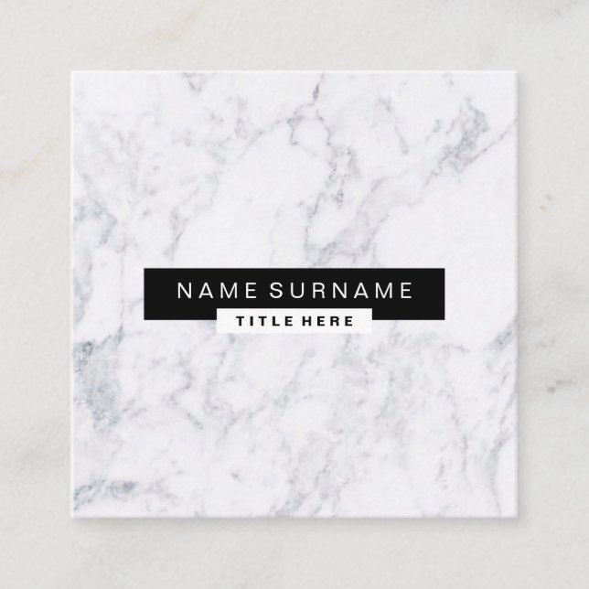 Den idérika marmorsvarten & vit kvadrerar fyrkantigt visitkort (Framsida)