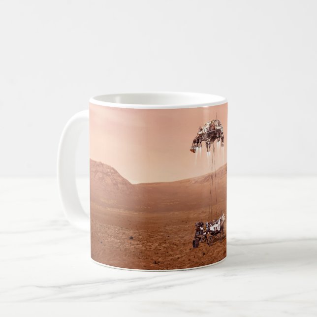Den ihärdiga landningen är säker på Mars. Kaffemugg (Framsida vänster)