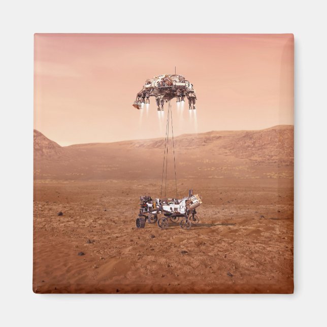 Den ihärdiga landningen är säker på Mars. Magnet (Framsidan)