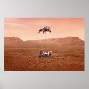 Den ihärdiga landningen är säker på Mars. Poster