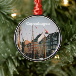 Den ikoniska Nyhavn, Köpenhamn, Danmark Julgransprydnad Metall