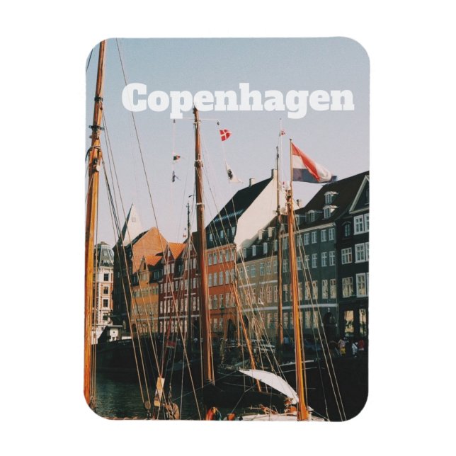 Den ikoniska Nyhavn, Köpenhamn, Danmark Magnet (Vertikal)