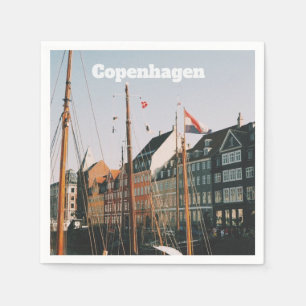 Den ikoniska Nyhavn, Köpenhamn, Danmark Pappersservett