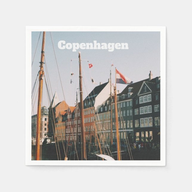 Den ikoniska Nyhavn, Köpenhamn, Danmark Pappersservett (Framsidan)