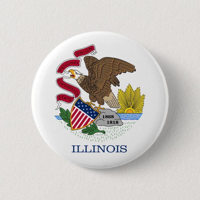 Den Illinois flagga knäppas Knapp (Framsida)