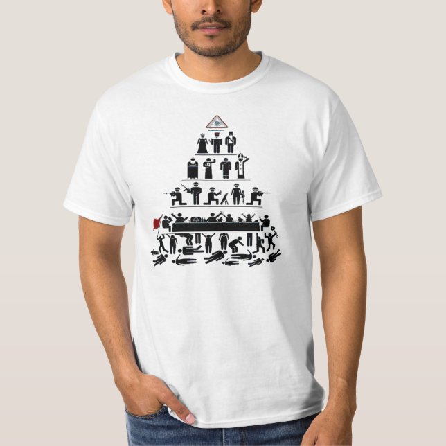Den Illuminati pyramiden av kontrollerar Tee Shirt (Framsida)