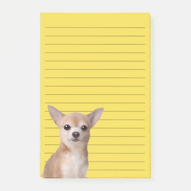 Den illustrerade chihuahuaen noterar post-it block (Framsida)