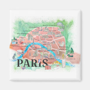 Den illustrerade Paris frankrikestaden av kärlek Magnet