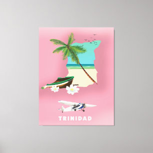 Den illustrerade Trinidad kartan reser affischen Canvastryck