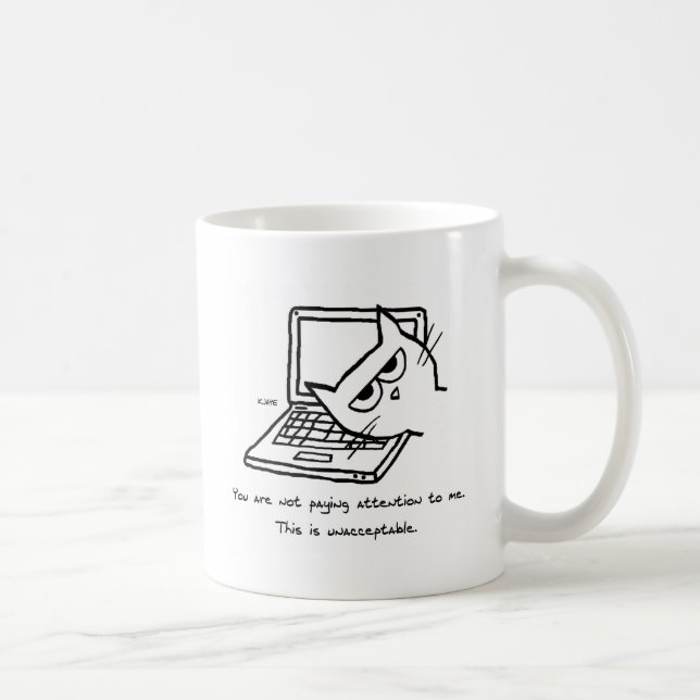 Den ilskna katten begär uppmärksamhet - rolig kaffemugg (Höger)