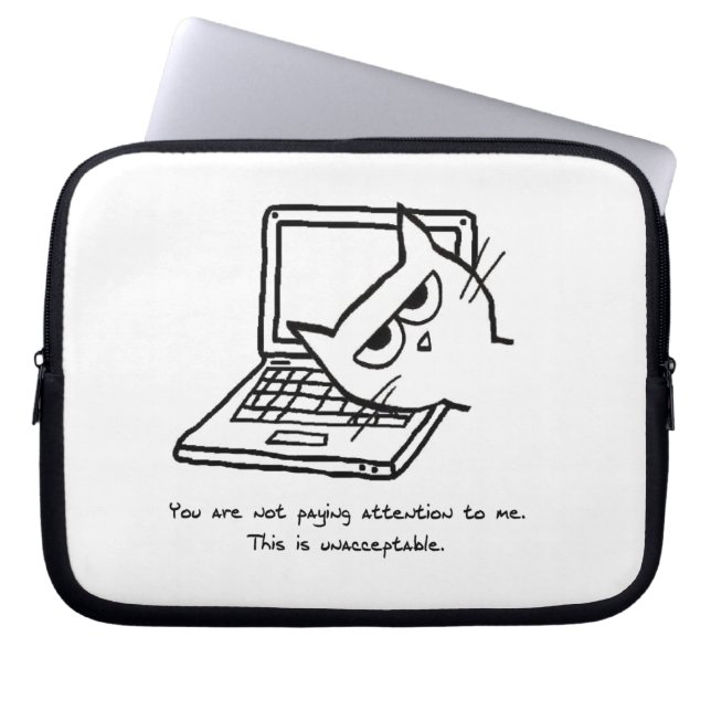 Den ilskna katten begär uppmärksamhet - rolig laptop sleeve (Framsidan)