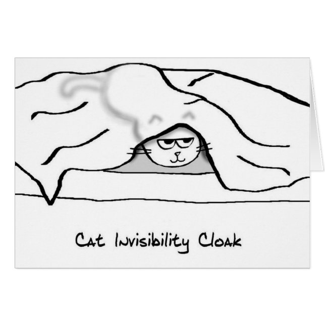 Den ilskna katten i sängen täcker - han är osynlig hälsningskort (Framsidan Horizontal)