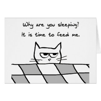 Den ilskna katten önskar dig ut ur säng hälsningskort