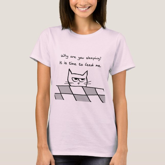 Den ilskna katten önskar dig ut ur säng t-shirt (Framsida)